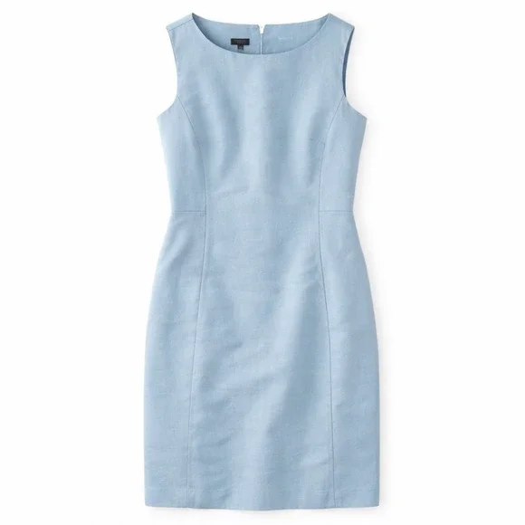 Talbots Irish Linen Sheath Dress Blue Womens Size 10 Classic Quiet Luxury - Picture 3 of 12
